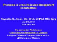 Principles in Crisis Resource Management (in Disasters)