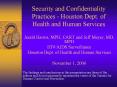 Security and Confidentiality Practices - Houston Dept. of Health and Human Services PowerPoint PPT Presentation