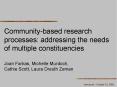 Community-based research processes: addressing the needs of multiple constituencies Joan Farkas, Michelle Murdoch, Cathie Scott, Laura Dreuth Zeman PowerPoint PPT Presentation