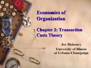 Economics of Organization  Chapter 2: Transaction Costs Theory