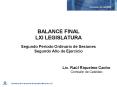 BALANCE FINAL LXI LEGISLATURA Segundo Periodo Ordinario de Sesiones Segundo A PowerPoint PPT Presentation