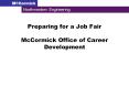 Preparing for a Job Fair McCormick Office of Career Development PowerPoint PPT Presentation