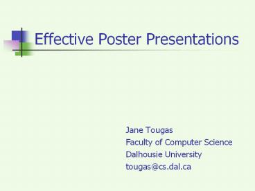 Effective Poster Presentations