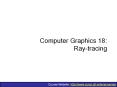 Computer Graphics 18: Ray-tracing PowerPoint PPT Presentation