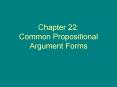 Chapter 22: Common Propositional Argument Forms PowerPoint PPT Presentation