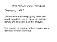 UNIT ANALISIS DAN POPULASI