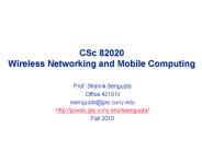 CSc 82020 Wireless Networking and Mobile Computing