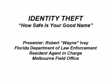 IDENTITY THEFT 