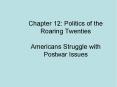 Chapter 12: Politics of the Roaring Twenties Americans Struggle with Postwar Issues PowerPoint PPT Presentation
