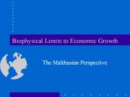 Biophysical Limits to Economic Growth