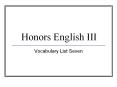 Honors English III PowerPoint PPT Presentation