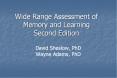 Wide Range Assessment of Memory and Learning Second Edition PowerPoint PPT Presentation