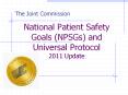 National Patient Safety Goals (NPSGs) and Universal Protocol 2011 Update PowerPoint PPT Presentation