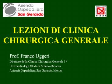 LEZIONI DI CLINICA CHIRURGICA GENERALE