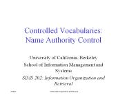 Controlled Vocabularies: Name Authority Control
