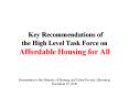 Key Recommendations of the High Level Task Force on Affordable Housing for All PowerPoint PPT Presentation