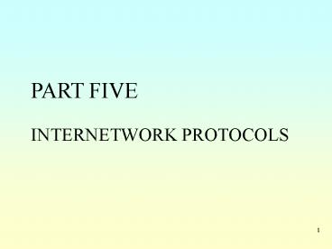 PART FIVE  INTERNETWORK PROTOCOLS