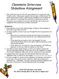 Classmate Interview Slideshow Assignment PowerPoint PPT Presentation
