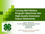 Turning Well-Written Program Objectives into High-Quality Extension Impact Statements