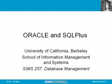 ORACLE and SQLPlus