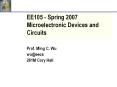 EE105 - Spring 2007 Microelectronic Devices and Circuits PowerPoint PPT Presentation