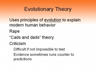 Evolutionary Theory