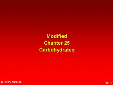 Modified Chapter 25 Carbohydrates