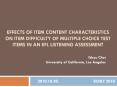 Effects of Item Content Characteristics on Item Difficulty of Multiple Choice Test Items in an EFL Listening Assessment PowerPoint PPT Presentation