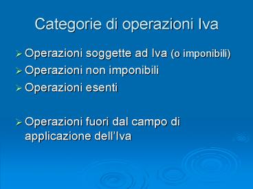 Categorie di operazioni Iva