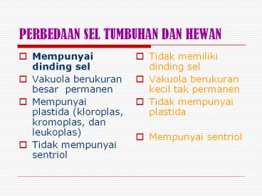 PERBEDAAN SEL TUMBUHAN DAN HEWAN