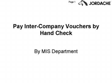 Pay Inter-Company Vouchers by Hand Check