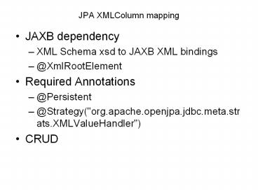 JPA XMLColumn mapping