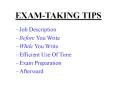 EXAM-TAKING TIPS PowerPoint PPT Presentation