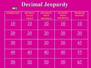 Decimal Jeopardy