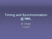Timing and Synchronization @ NML
