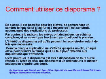 Comment utiliser ce diaporama ?