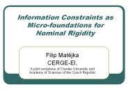 Information Constraints as Micro-foundations for Nominal Rigidity PowerPoint PPT Presentation