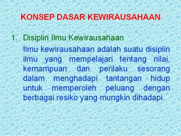 KONSEP DASAR KEWIRAUSAHAAN