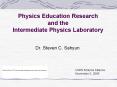 Physics Education Research and the Intermediate Physics Laboratory PowerPoint PPT Presentation