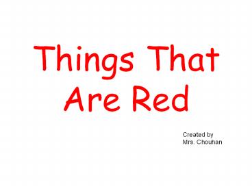 Things That Are Red