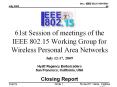 61st Session of meetings of the IEEE 802.15 Working Group for Wireless Personal Area Networks PowerPoint PPT Presentation