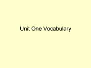 Unit One Vocabulary