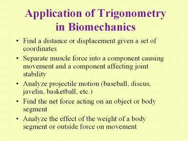 Application of Trigonometry in Biomechanics