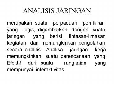 ANALISIS JARINGAN