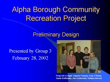 Alpha Borough Community Recreation Project Preliminary Design
