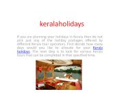 Holiday Packages Kerala