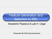 Feature Generation and Selection in SRL