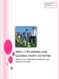 Unit : 7 Planning and Leading sports Activities PowerPoint PPT Presentation
