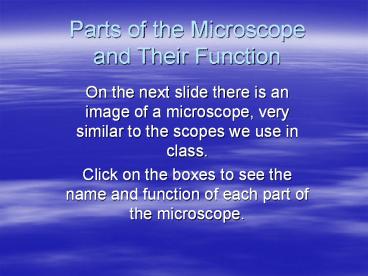 Parts of the Microscope and Their Function