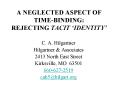 A NEGLECTED ASPECT OF TIME-BINDING: REJECTING TACIT  PowerPoint PPT Presentation